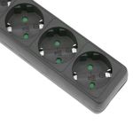 Regleta de enchufes 6 schuko 16A 230V negra con interruptor y cable de 1.5m - IA04300 - 02