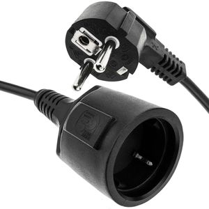 Prolongador de cable eléctrico schuko macho a hembra de 2 m negro