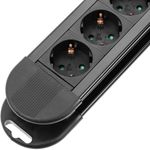 Regleta de enchufes 10 schuko con interruptor y protección sobretensiones negro (1.5m cable) - CA00600 - 06