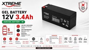 Batería Xtreme de gel 12V 3.4Ah