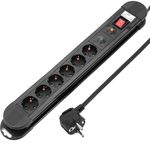 Regleta de enchufes 6 schuko con interruptor y protección sobretensiones (1.5m cable) - CA00400 - 01