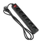 Regleta de enchufes 6 schuko 16A 230V negra con interruptor y cable de 1.5m - IA04300 - 01