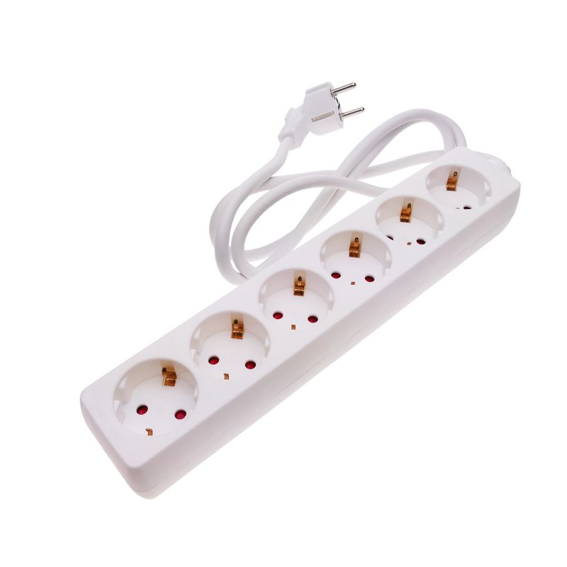 Regleta de enchufes 6 schuko 16A 250V blanca con cable de 1.5m - IA02500 - 01