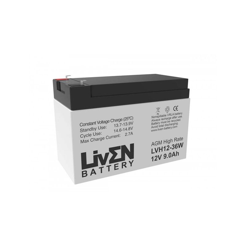 Batería AGM de alta descarga (High Rate) 12V y 9Ah LiVEN - LVH12-36W - 01